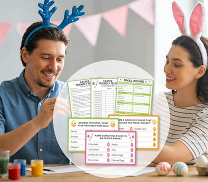 Easter Friendly Feud Game, Easter Egg Themed Party Game for Family, Spring Party Supplies and Activities Decorations, Holiday Trivia Games for Large Groups, 1 Pack(05)