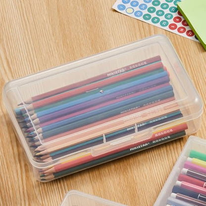 4 Pack Rectangular Clear Plastic Storage Containers, 8x4.7x2.3 inch | Hinged Lid, For Beads and Small Craft Items - size: 8 x 4.7 x 2.3 inch
