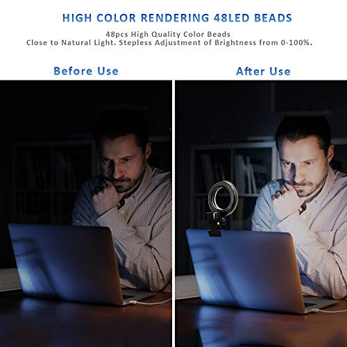 Video Conference Lighting Kit, Ring Light for Monitor Clip On | for Remote Working, Distance Learning,Zoom Calls, Self Broadcasting and Live Streaming, Computer Laptop Video Conferencing - size: 5 Inch