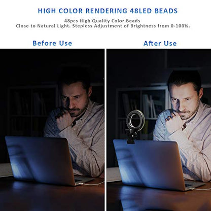 Video Conference Lighting Kit, Ring Light for Monitor Clip On | for Remote Working, Distance Learning,Zoom Calls, Self Broadcasting and Live Streaming, Computer Laptop Video Conferencing - size: 5 Inch