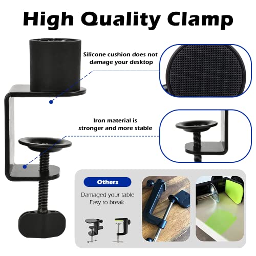 BOMGE Boom Arm Mic Stand - Adjustable Heavy Duty Suspension Boom Scissor Arm Stand with Cable Management Channels, Desk Clamp for Podcasts, Streaming, Gaming, Home Office, Recording (Black)