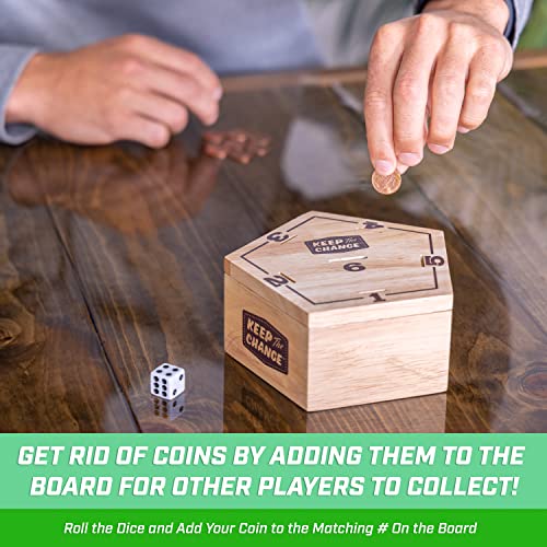 GoSports Keep The Change - Tabletop Coin Drop Dice Game, Includes 2 Dice and Game Rules