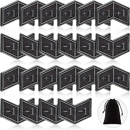 Sumind 40 Pieces Metal Counters Tokens +1/-1 Life Buff Counters Bulk Antique Silver Compatible with MTG Magic The Gathering CCG Card Gaming Accessories