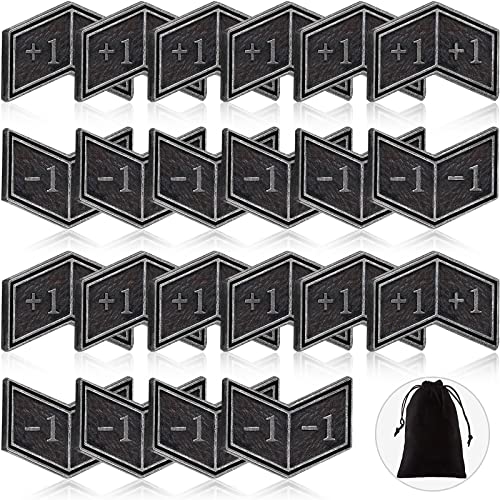 Sumind 40 Pieces Metal Counters Tokens +1/-1 Life Buff Counters Bulk Antique Silver Compatible with MTG Magic The Gathering CCG Card Gaming Accessories