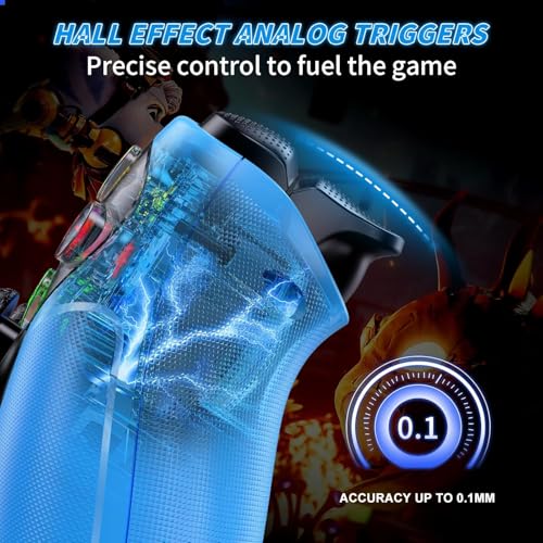 Nonbliep RGB Wireless Controller for PS5/PC, Bluetooth Controller with Turbo, Macro, 6-Axis Motion Control, Dynamic Vibration, 3.5mm Audio Jack, 1000mAh Battery, Speaker (Blue) - color: Blue