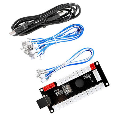 Guwarry 2-Player Zero Delay USB Encoder PC to HAPP Joysticks/HAPP Arcade Buttons for PC, MAME, Raspberry Pi, Arcade1Up - Three 5V Power Output for led Joysticks/LED Daisy Chain/LED Arcade Buttons - size: HAP+4.8