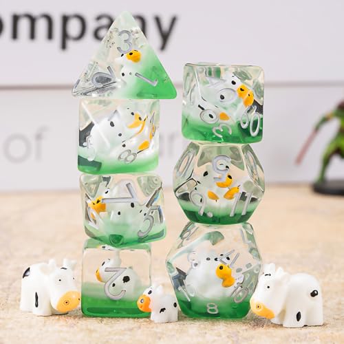 Polyhedral D&D Dice Cow Dice,Resin Cow DND Dice Set for Dungeons and Dragons MTG RPG Board Games - color: Cow