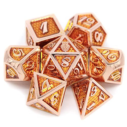 HEIMDALLR Metal DND Dice Set 7 pcs - Dragonhide Design, 16mm Size, Logo on D20; Metal Dice Set & Dice Box; D&D Dice Set D&D (Dungeons and Dragons Dice Set) - Jormungandr Series (Jin Long) - color: 17 Jin Long