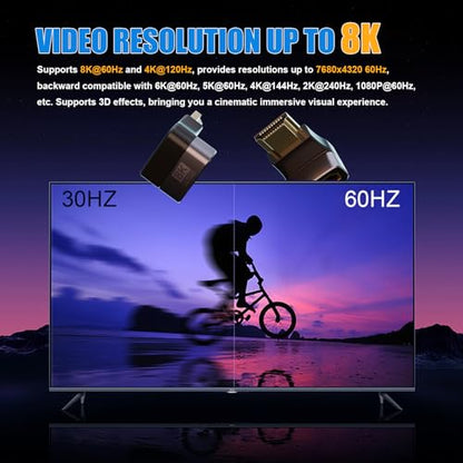 PANPEO 8K@60Hz Right Angle HDMI Adapter, 90 Degree and 270 Degree HDMI Adapter (4 Pack) - size: 4 Pack