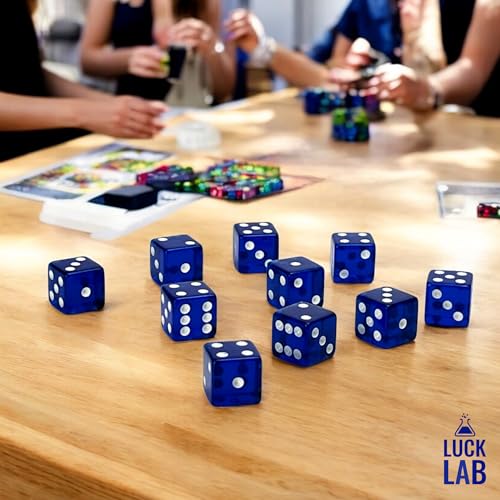Luck Lab 10 Piece 19 mm Dice Pack - Acrylic and Translucent D6 Dice, Square w/Rounded Edge for Casino, Craps, RPG MTG DND Dice Table Games and Board Games (Blue) - color: Blue