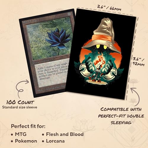 Little Black Mage - MTG Card Sleeves, 104ct, Standard Size, Smooth | Double Sleeving Compatible, Smudge Resistant Matte Back, Compatible with Standard 66x92mm TCG and Magic The Gathering Cards. - color: Little Black Mage