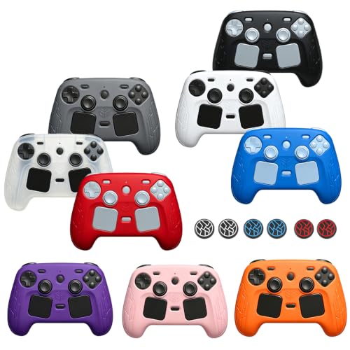 High-Elastic Silicone Protective Case for Steam Controller 2026 Anti-Slip Skin-Friendly Dustproof Anti-Scratch Shock-Absorbing Impact-Resistant Washable Full Cover Shell with 2 Joystick Caps (Clear) - color: Clear