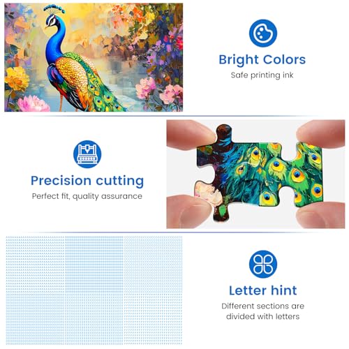 300 Piece Puzzle for Adults Peacock Puzzle Jigsaw Puzzles 300 Pieces Adult Puzzles Games for Kids Ages 8-10 10-12 Recycled Cardboard Puzzles Gift Toy 20.5x15IN - style: Peacock