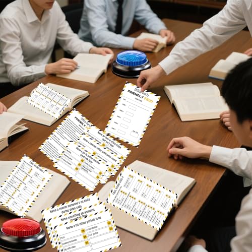 Office Party Friendly Feud Game with 2 Answer Buzzers, Team Building Feud Cards for Family Game Night Fun Trivia Quiz for Work Staff Coworkers Company Groups Holiday Gathering