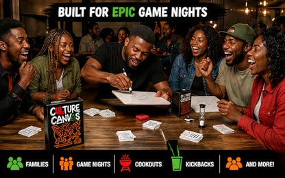 CP TIME Culture Canvas Drawing Party Game Celebrating Black Culture, 300+ Cards, 7 Categories, with Whiteboard, Markers, and Sand Timer, for Ages 8 and up