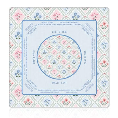 Blue and Pink Floral Mahjong Mat 31.5"x31.5", Grandmillennial Flower Non-Slip Noise Reduction Gaming Mat for American Mahjong Poker Card Board Games Dominoes - color: Blue and Pink Floral