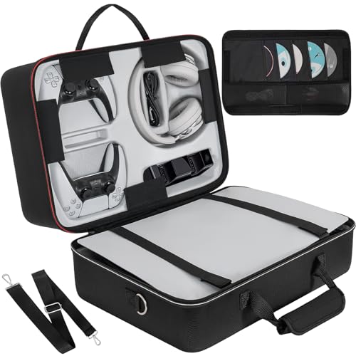 OUUTMEE Hard Shell Carrying Case Compatible with PS5 | Travel Storage Bag for PlayStation 5, Organizer Protective Cases Holds PS5 Disk Digital Edition, Games and Gaming Accessories - size: For PS5