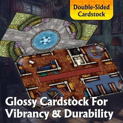 Arcknight The Highborne Manor Roleplaying Battlemaps; 16 Modular RPG Maps in 8 Double-Sided Pages, 1" Square Grid, Modular & Versatile Design for Tabletop Gaming - for Dungeons & Dragons, Pathfinder - style: Highborne Manor
