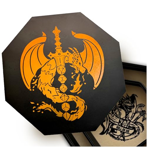 Fantasydice Chromatic Fire Dragon Dice Tray with Dice Sword Artwork – 9" Octagon with Lid, Holds 5 Dice Sets – Perfect for D&D, Call of Cthulhu, Shadowrun, and All Tabletop RPGs - color: Chromatic Dragon Sword