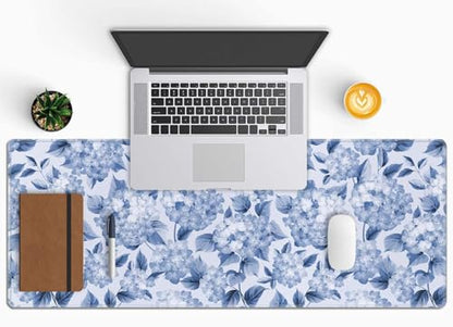 Blue Hydrangea Flowers Large Gaming Mouse Pad Keyboard Desk Pad Extended Mouse Pad Gaming Office Decor, PC Laptop Mouse Pads Large (31.5x151.8 in) with Stitched Edges Non-Slip Base Mousepad XL - color: Blue Hydrangea Flowers