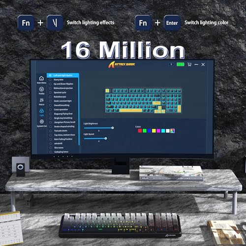 ATTACK SHARK X98 Wireless Mechanical Keyboard,RGB Backlit,Tri-Mode BT5.0/2.4GHz/USB-C Hot-Swappable,PBT Keycaps,Pre-lubed Linear Switches Computer Gaming Keyboard for PC/Tablet/PS5/Xbox - color: Moonlight