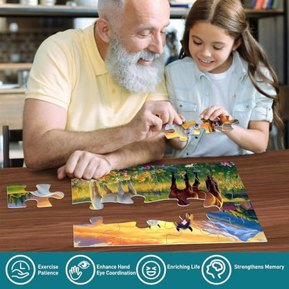 Biarek 6 Packs 16 Large Piece Puzzle for Seniors, Alzheimer's & Dementia Activities, Easy Puzzle, 6 Storage Bags - style: 16A Large Pieces