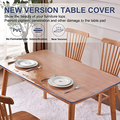 XEANGOUN 46x46 Inch Square Clear Table Cover Protector Wood Furniture Dining Coffee Glass Marble Tabletop Protection Gaming Desk Mat Table Pad Eco Thick Clear Plastic PVC Wipeable Waterproof Vinyl - color: Clear 1.5mm, size: 46" x 46" (Square)