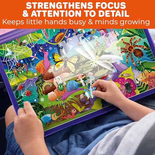 QUOKKA Magnetic Puzzles for Kids Ages 4-6 – 100 PCS Magnetic Puzzle Book for Toddlers 3-5 – 2 Puzzles & 2 Spot The Difference Maps – Search & Find Travel Games – Activity Book Bugs & Polar Animals - color: Bugs 100pcs
