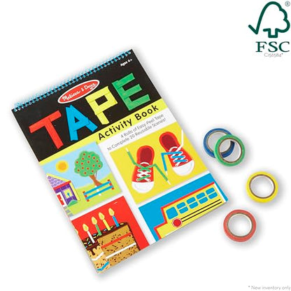 Melissa & Doug Tape Activity Book for Kids with 4 Easy-Tear Tape Rolls (Blue, Green, Red, Yellow) & 20 Reusable Scenes on Spiral-Bound Sheets, Road Trip Activities & Travel Toys for Kids Ages 4+ - size: 0.45 inch