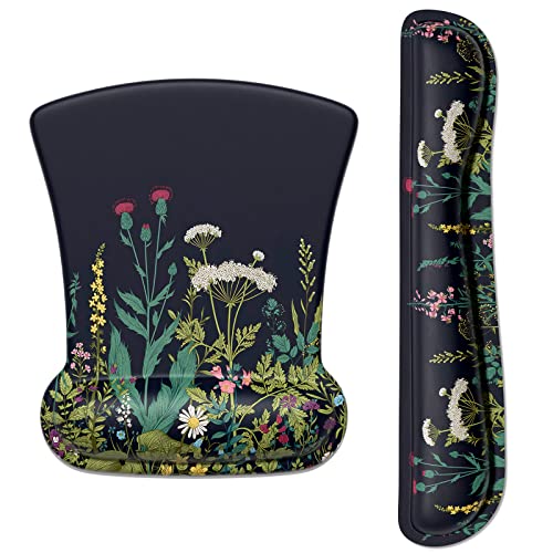 ITNRSIIET Mouse Pad Wrist Support Keyboard Wrist Rest Pad Ergonomic Mousepad Non-Slip Memory Foam Keyboard Pad Easy Typing Pain Relief Perfect for PC Laptop Gaming Office, Weeds - color: Weeds