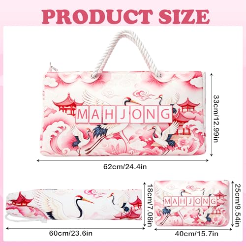 3 Pcs Empty Mahjong Bag Set for Tiles and Racks, 24"x13"x3.2" American Mahjong Tote Bag with Tiles Bag, Protective Sleeve for Rack Pushers, Portable Carrying Case for Travel Party Game Accessories