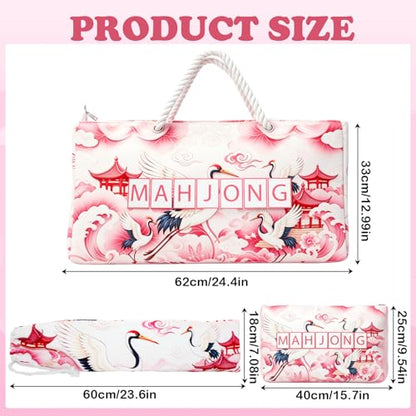 3 Pcs Empty Mahjong Bag Set for Tiles and Racks, 24"x13"x3.2" American Mahjong Tote Bag with Tiles Bag, Protective Sleeve for Rack Pushers, Portable Carrying Case for Travel Party Game Accessories