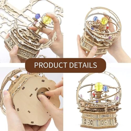ROKR 3D Wooden Puzzles for Adults Mechanical Music Box-Starry Night, DIY Rotating Music Box Model Building Kits for Teens, DIY Crafts/Hobbies/Gifts Desk Decor for Boys Ages 14+ (Starry Night)