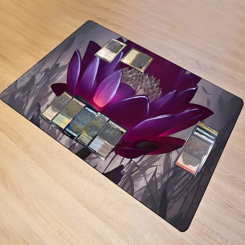 Fantasy Black Lotus TCG Playmat, 24 x 14 inches Game Mat for MTG DTCG CCG RPG Trading Card Game Playmats Smooth Surface Battle Game Rubber Collection Cool 14 - color: Purple Lotus