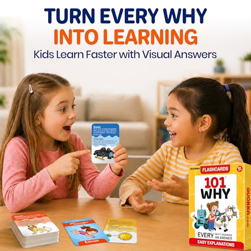 QUOKKA 101 WHY Card Games for Kids Ages 4-8 – Flash Cards for Kids with Simple Explanations & Fun Facts – Educational Games About Science, Nature, Space, Body Topics – Family and Classroom Activity - color: 101 Why Flashcards
