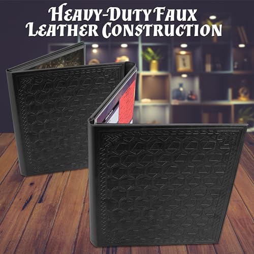 CASEMATIX DM Screen Faux Leather 8-Panel Deluxe GM Screen - Eight Panel Folding Game Master Screen with 2 Swinging Panels and Wet Erase Pockets for TTRPGs, Inserts Not Included, Black - color: Black