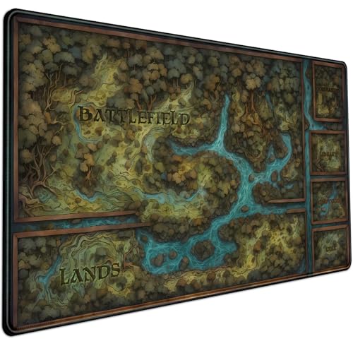 Game Forest Large Mouse Pad XXL Green Map Playmat for MTG Adventure Gaming Deskpad Desk Mat for Keyboard and Mouse Mat with Stitched Edges Anti-Slip Funny Desk Pad, 31.5 X 15.8 in - color: Game Map