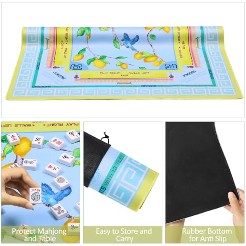Jongyance American Learning Mahjong Mat (33”x33”), Blue and Yellow Mahjong Mat for Table - color: Blue and Yellow