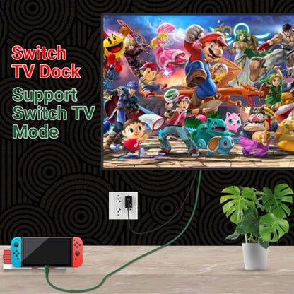 Switch Dock Mini Portable, 1.8M/ 6FT Switch TV Dock, Switch Docking Station with 4K/1080P HDMI Adapter and 100W Charging Port, Dark Green, Not for Switch 2
