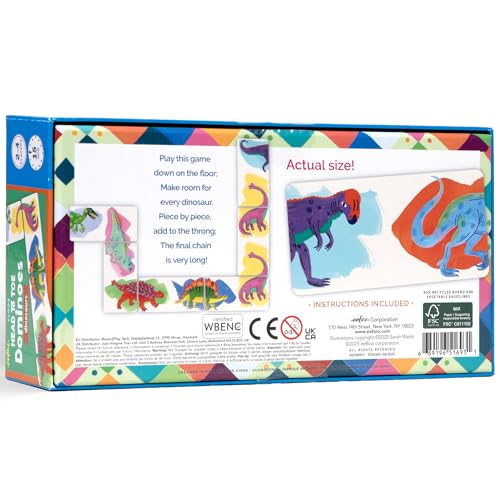 eeBoo Floor Head to Toe Dominoes - Dinosaurs 28 Piece Matching Game, Colorful Dinosaur Tiles, Screen-Free Fun for Kids Ages 3 and up - style: Dinosaur