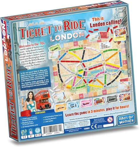 Asmodee Ticket to Ride London Board Game - Train Route-Building Strategy Game, Fun Family Game for Kids & Adults, Ages 8+, 2-4 Players, 10-15 Minute Playtime - style: London