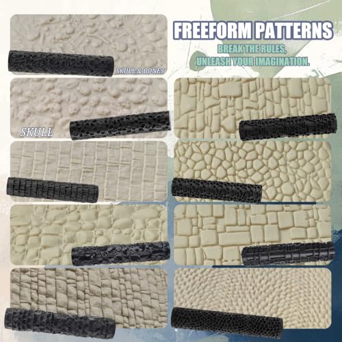 18-Piece Texture Roller Set, Tabletop Terrain Road Pattern Tool | lightweight & durable. Tabletop terrain & miniature ground crafting, DIY accessory for hobbyists. - color: Eighteen styles