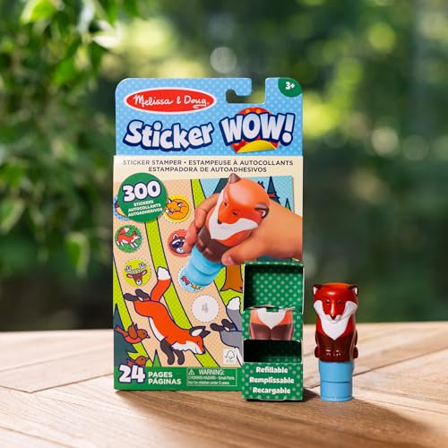 Melissa & Doug Sticker Wow!™ 24-Page Activity Pad and Sticker Stamper, 300 Stickers, Arts and Crafts Fidget Toy Collectible Character – Fox - for Kids Ages 3+ - FSC Certified - color: Fox, size: Single