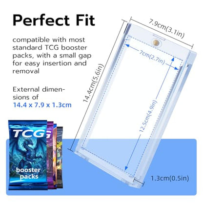10-Pack Magnetic Booster Pack Case, Acrylic TCG Protector | Acrylic, UV Protection, One Touch Magnetic Closure, Fits Standard TCG Packs, Compatible With Sports Cards & Sealed Packs
