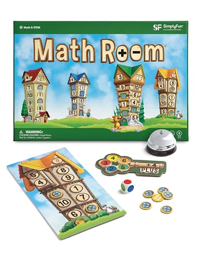 SimplyFun Math Room - Educational Game - Quick Thinking & Fun Games for Kids Ages 5 & Up - Fast Solving Addition & Subtraction Game - 2 to 4 Players - style: Math Room