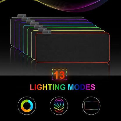 RGB Gaming Mouse Pad, Extended XXL Big Size, 14 Mode Spectrum 7 Colors LED Light Up Border, Black, 1.8 USB Cable