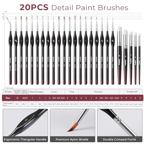 Nicpro Professional Miniature Painting Kit - 25PCS Miniature Paint Brushes Drybrush with Magnetic Painting Handle, Model Paint Brushes for Miniatures, Model, Craft, Acrylic Painting, with Nylon Bag - color: Black