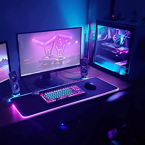 Personalized RGB LED Gaming Mouse Pad Make Your Own Custom Large Mouse Pad Desk Mat Customized Mouse Mat for Office Dorm Personalised Gifts Presents for Gaming Lovers, 35.4x15.7in - size: 35.4 x 15.7 in