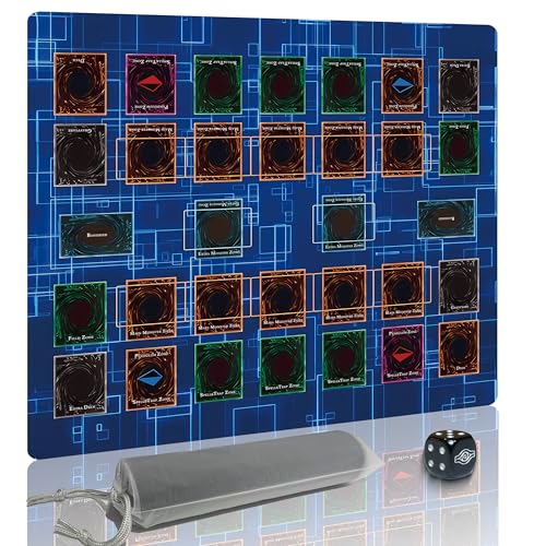 for Yugioh Playmat, 2-Player, Limited Edition Rare Dice and Free Storage Bag Master Rule Duel Field Zones, Large Card Game Mat (Basic2) - color: Basic2
