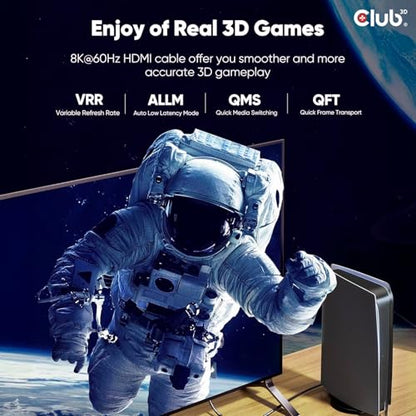 Club3D CAC-1372 Ultra High Speed HDMI 2.1 Certified Cable 4K 120Hz 8K 60Hz M/M 2m - 6.56ft - style: 2m/6.56ft